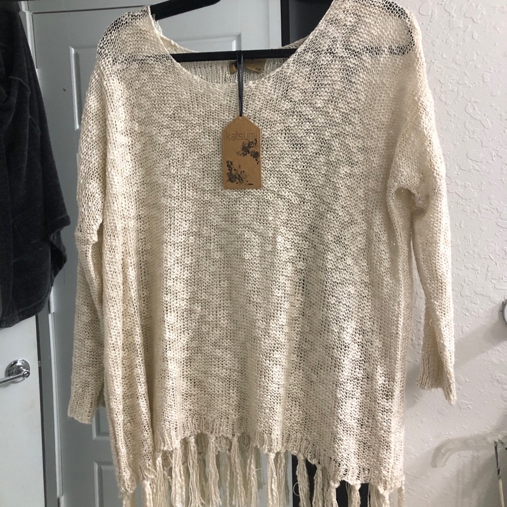 katsumi sumi sweater with fringe